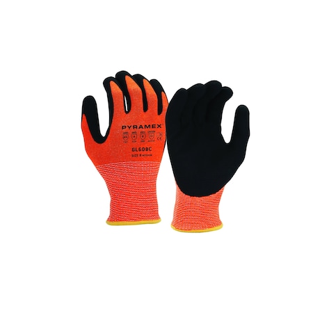 Sandy Nitrile 13G HPPE HiVis Orange A6 Cut, Size M, 12PK